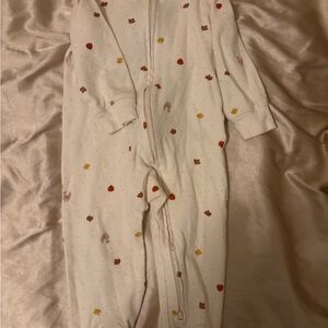 Cozy White Kids Footie with Colorful Thanksgiving Accents